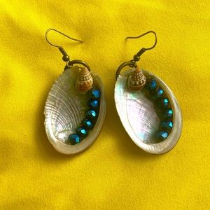 EMBELLISHED SEASHELL DROP DANGLING EARRINGS